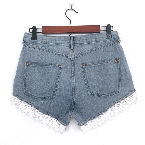 Free People Lacey Crochet Denim Shorts - Picture 6 of 8